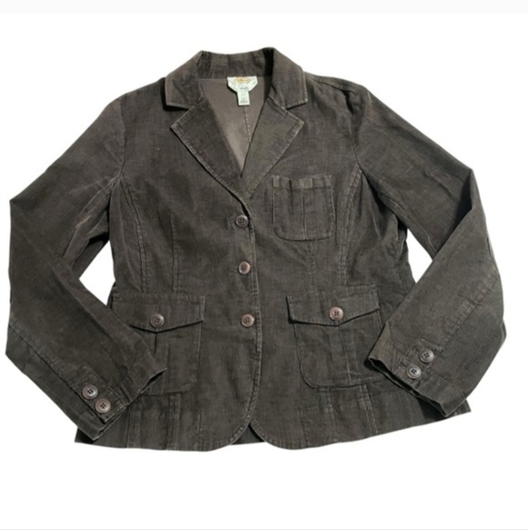 Talbots Chocolate Brown Corduroy Stretch Blazer Sz 14  Excellent Condition - Picture 8 of 11